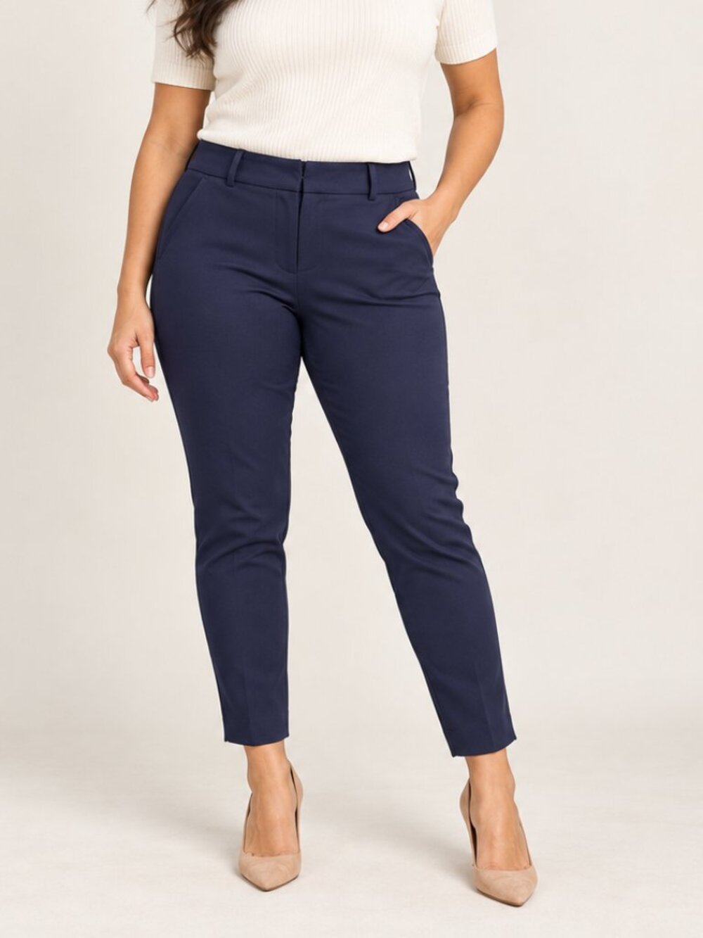 LOFT Julie Skinny Pants Womens 8 Navy Blue Ankle Length Trousers Business Casual